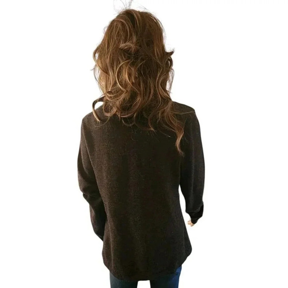 Carole Little 100% Merino Wool Sweater Gray Long Sleeve Buckle Size Large - Picture 2 of 8